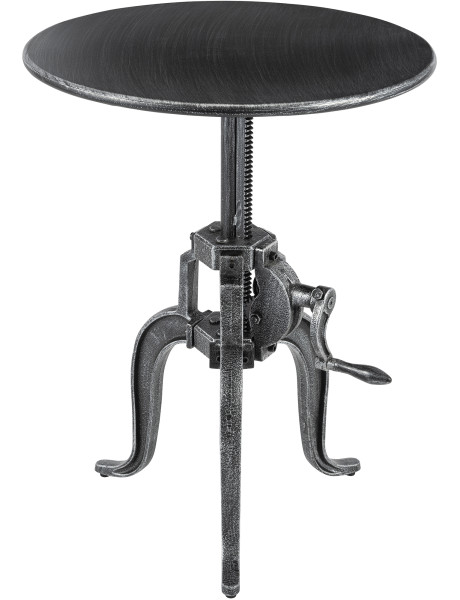 Table d’appoint industrielle métal argent antique 50 cm...