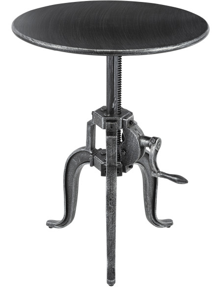 Table d’appoint industrielle métal argent antique 50 cm Schio