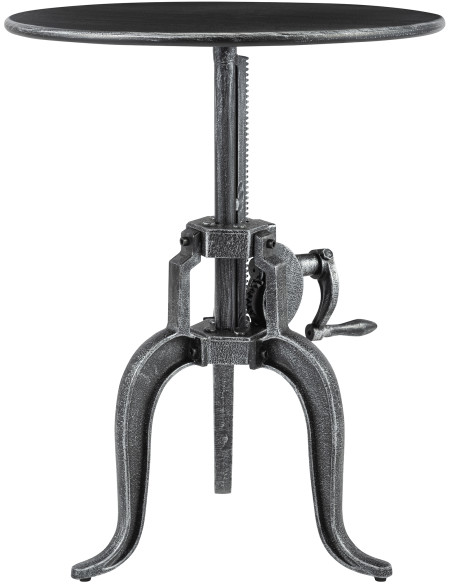 Table d’appoint industrielle métal argent antique 50 cm Schio