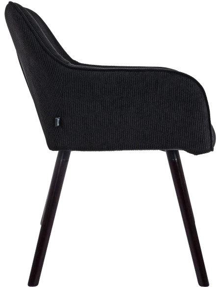 Chaise de salle à manger velours côtelé noir Loviisa