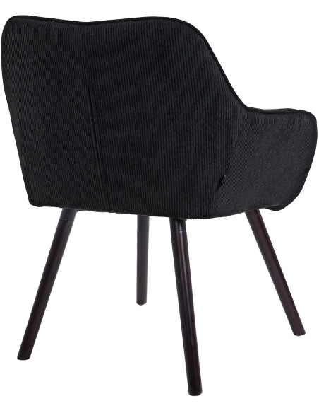 Chaise de salle à manger velours côtelé noir Loviisa