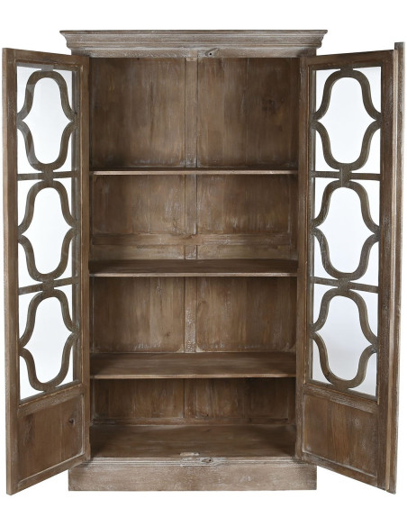 Vitrine 2 portes manguier blanc décapé verre Dundlod