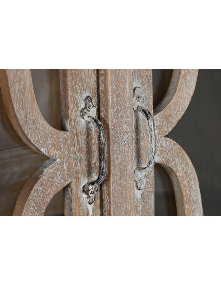 Vitrine 2 portes manguier blanc décapé verre Dundlod