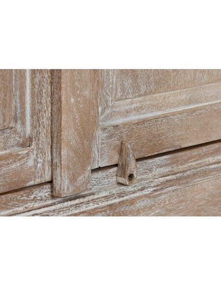 Vitrine 2 portes manguier blanc décapé verre Dundlod
