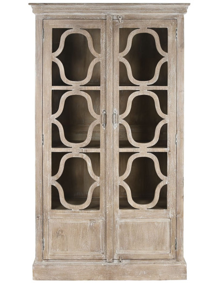 Vitrine 2 portes manguier blanc décapé verre Dundlod