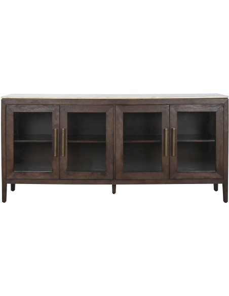 Buffet 4 portes manguier marbre travertin Mariso