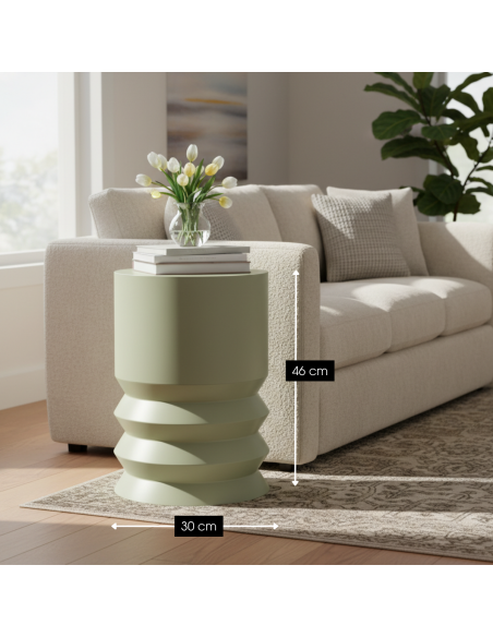 Table d’appoint ronde en fer vert 46 cm Muiden