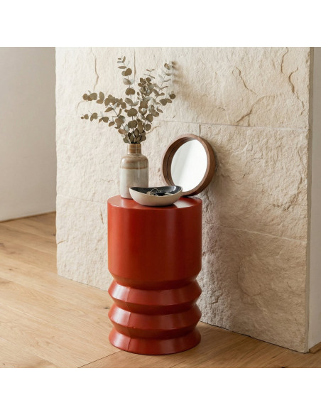 Table d’appoint ronde en fer rouge 46 cm Muiden