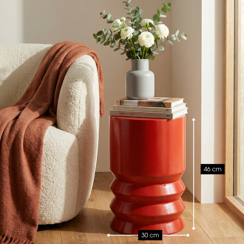 Table d’appoint ronde en fer rouge 46...