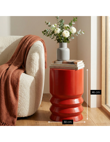 Table d’appoint ronde en fer rouge 46 cm Muiden