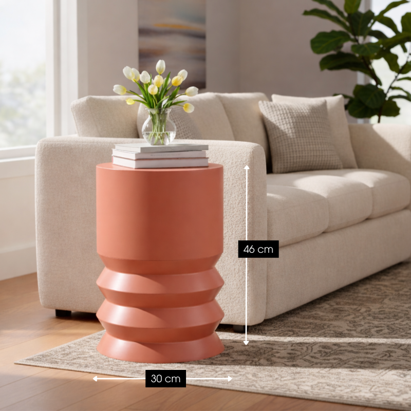 Table d’appoint ronde en fer orange...
