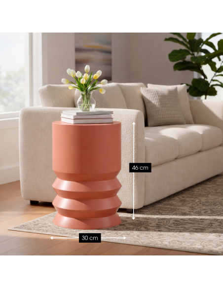 Table d’appoint ronde en fer orange 46 cm Muiden