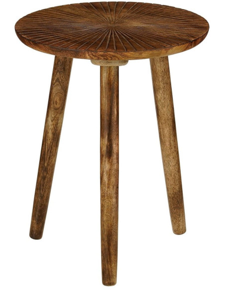 Table d’appoint ronde manguier marron foncé Shekhawati