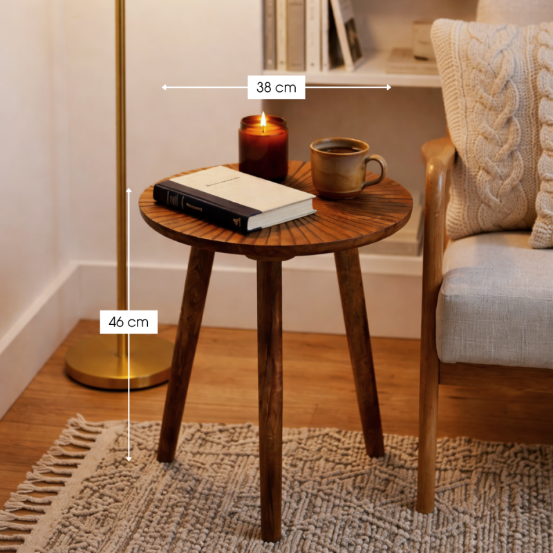 Table d’appoint ronde manguier marron...