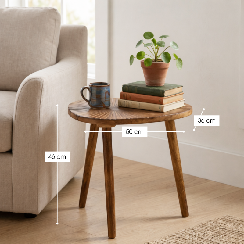 Table d’appoint ovale manguier marron...