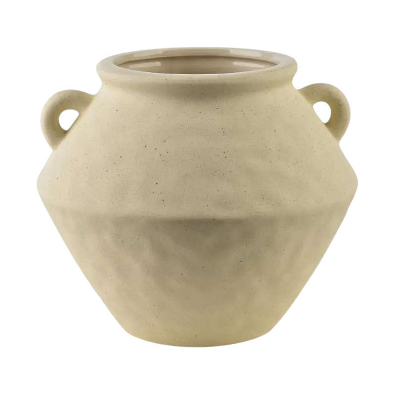 Vase décoratif beige à anses Grottaglie