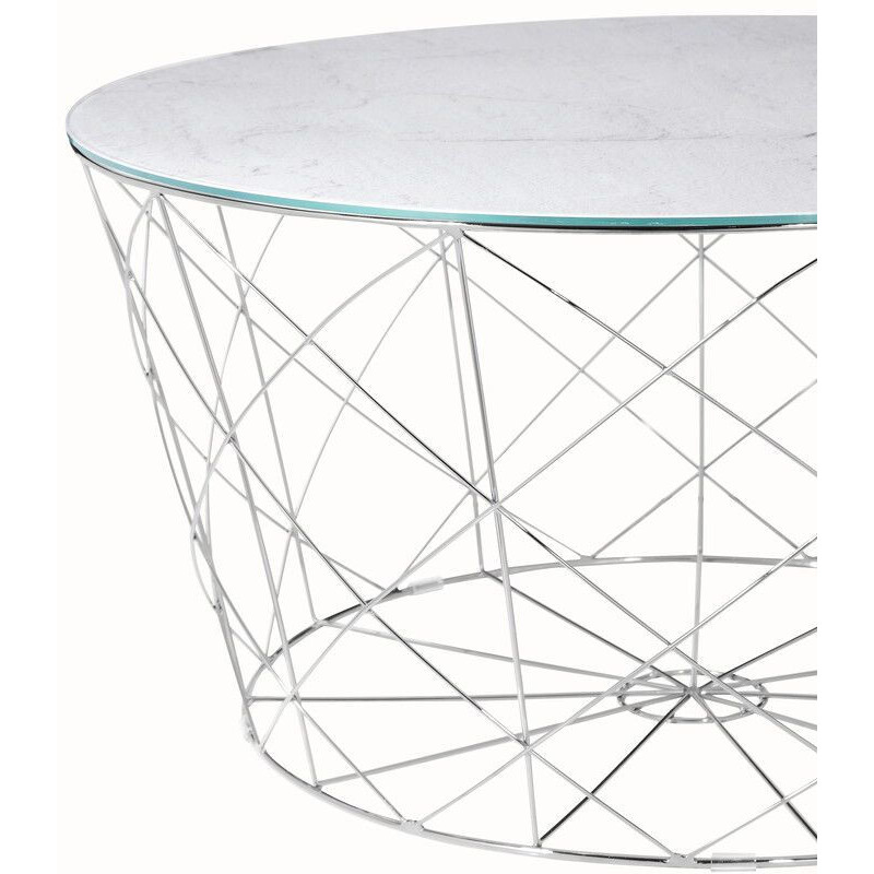 Table basse ronde effet marbre blanc...