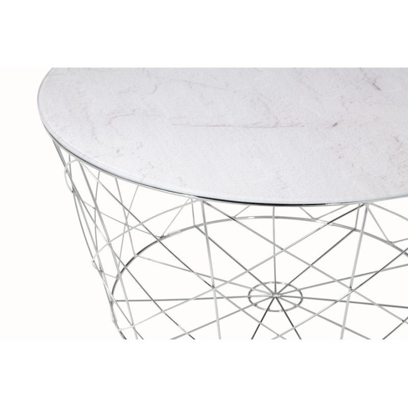Table basse ronde effet marbre blanc...