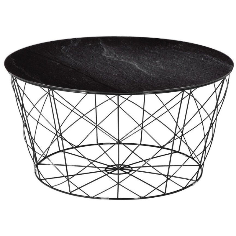 Table basse ronde noire effet marbre...