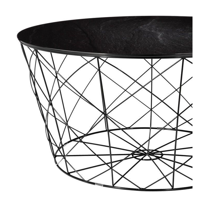 Table basse ronde noire effet marbre...