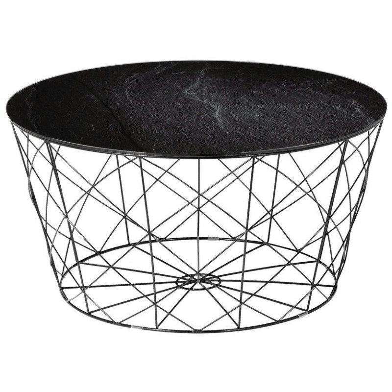 Table basse ronde noire effet marbre...