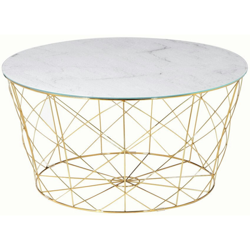 Table basse ronde effet marbre blanc...