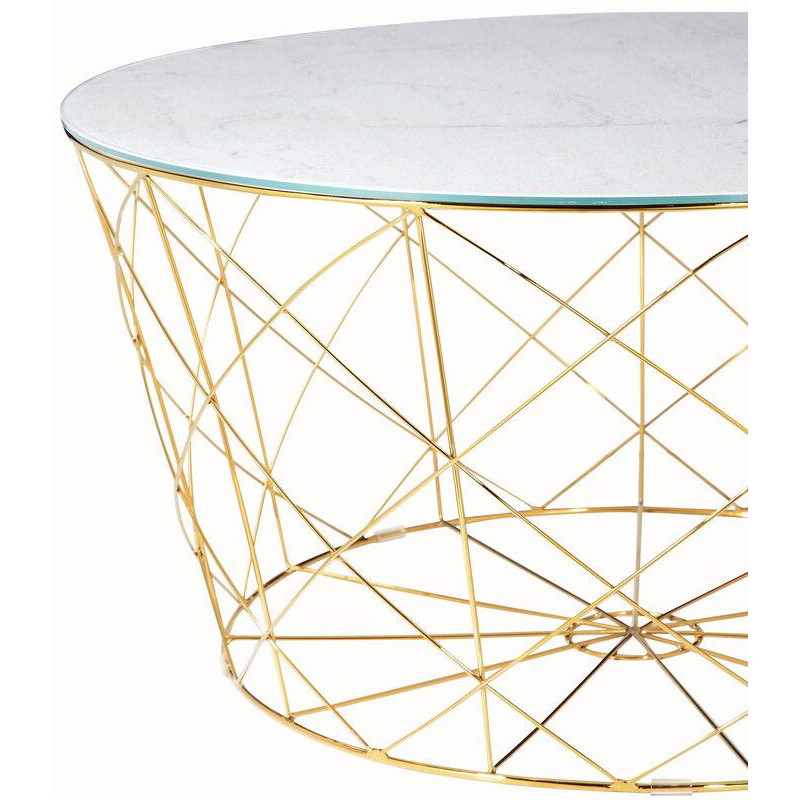 Table basse ronde effet marbre blanc...