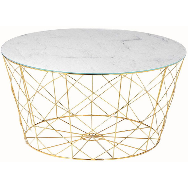 Table basse ronde effet marbre blanc...