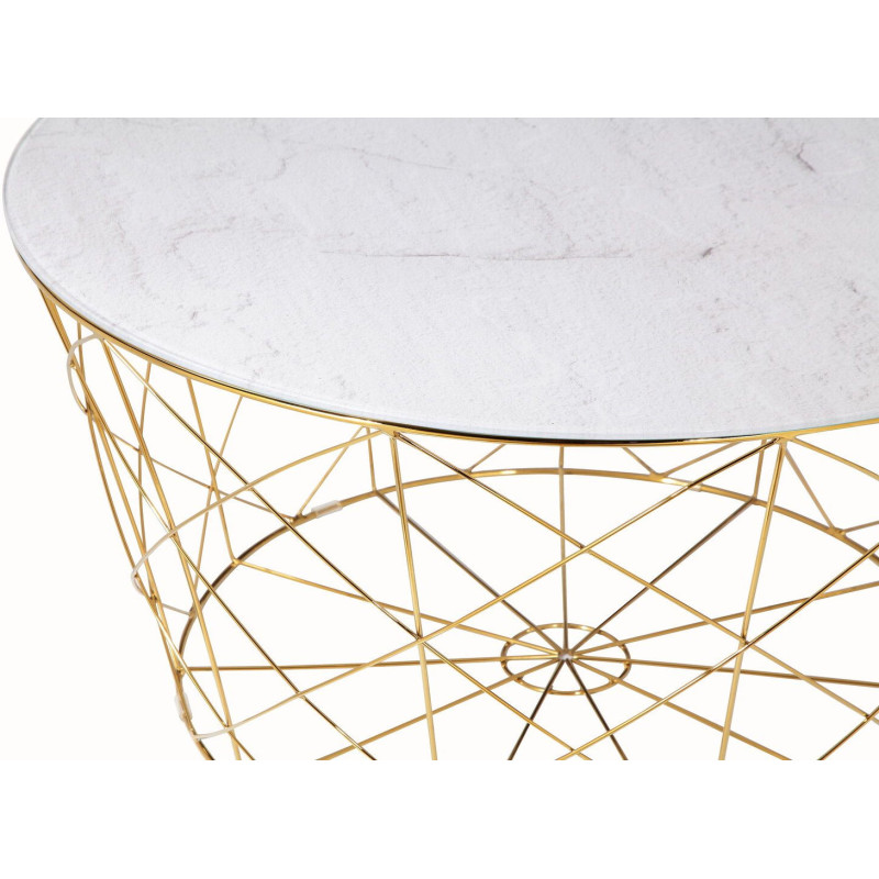Table basse ronde effet marbre blanc...