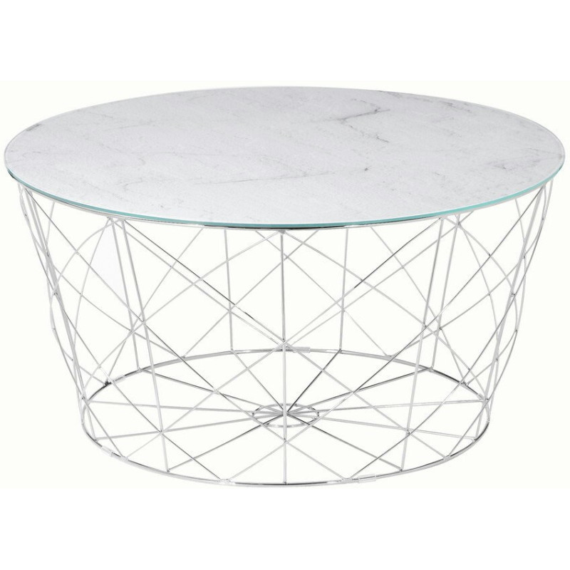 Table basse ronde effet marbre blanc...
