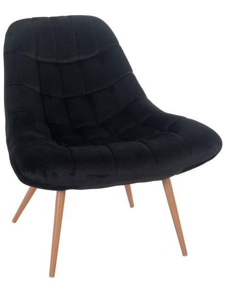 Fauteuil relax noir tissu effet velours pieds métal effet...