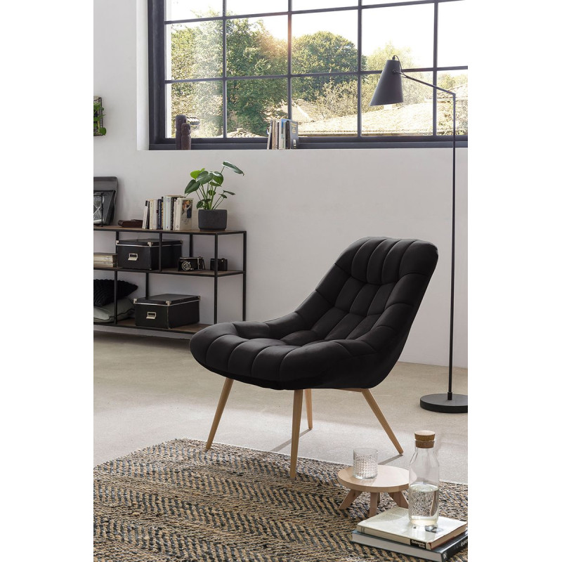 Fauteuil relax noir tissu effet...
