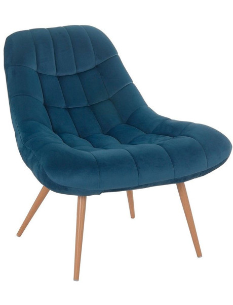 Fauteuil relax bleu cobalt velours polyester pieds effet...