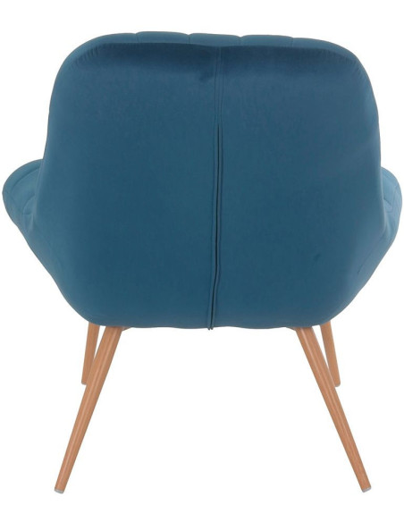 Fauteuil relax bleu cobalt velours polyester pieds effet bois 76x87x85,5 cm Rauma