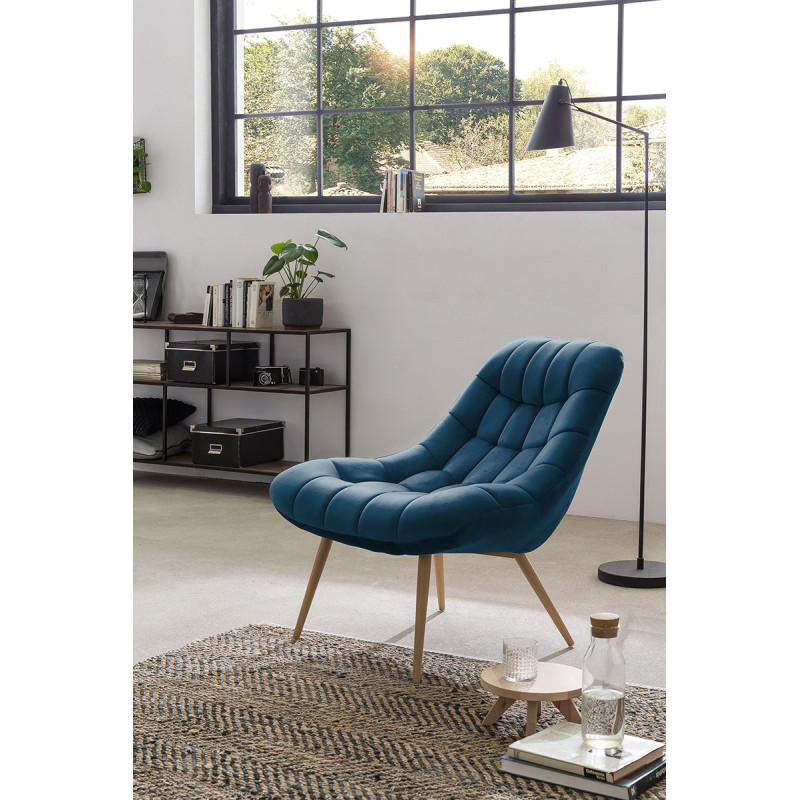 Fauteuil relax bleu cobalt velours...
