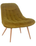 Fauteuil relax jaune moutarde velours polyester pieds effet bois 76x87x85,5 cm Rauma