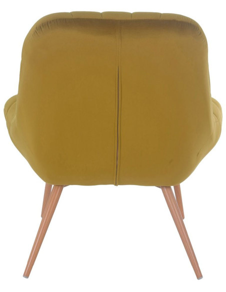 Fauteuil relax jaune moutarde velours polyester pieds effet bois 76x87x85,5 cm Rauma