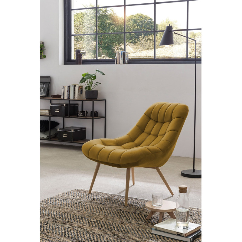 Fauteuil relax jaune moutarde velours...
