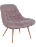 Fauteuil relax rose poudré velours polyester pieds effet bois 76x87x85,5 cm Rauma