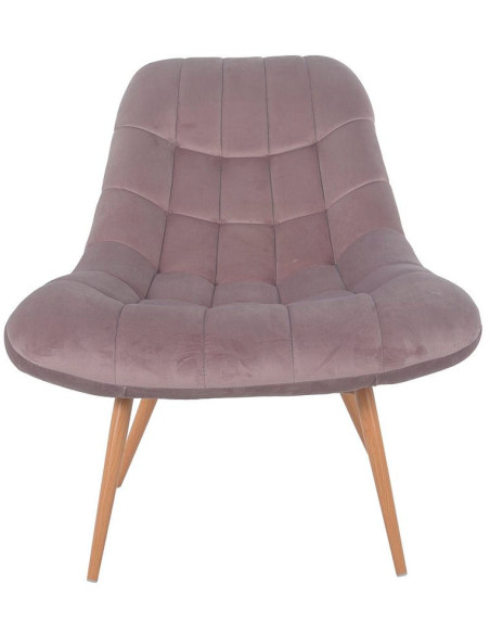 Fauteuil relax rose poudré velours polyester pieds effet bois 76x87x85,5 cm Rauma
