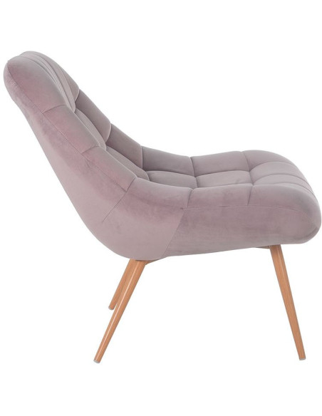 Fauteuil relax rose poudré velours polyester pieds effet bois 76x87x85,5 cm Rauma