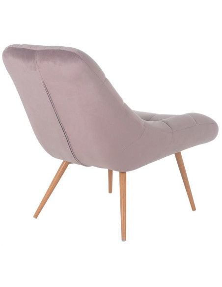 Fauteuil relax rose poudré velours polyester pieds effet bois 76x87x85,5 cm Rauma