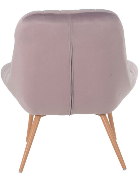 Fauteuil relax rose poudré velours polyester pieds effet bois 76x87x85,5 cm Rauma