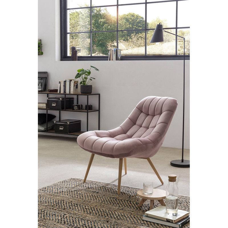 Fauteuil relax rose poudré velours...
