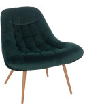 Fauteuil relax vert sapin velours polyester pieds effet bois 76x87x85,5 cm Rauma