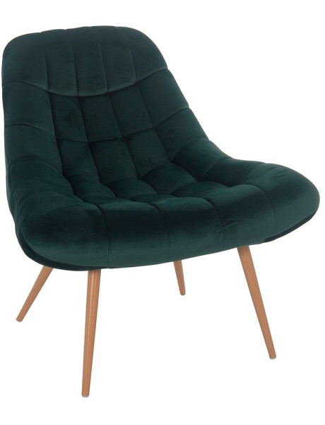 Fauteuil relax vert sapin velours polyester pieds effet...