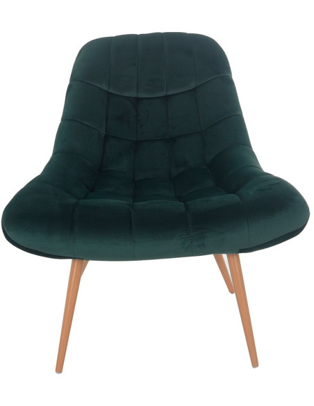 Fauteuil relax vert sapin velours polyester pieds effet bois 76x87x85,5 cm Rauma