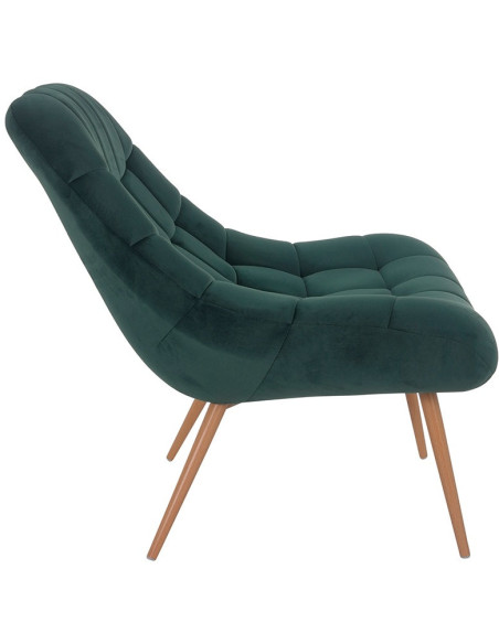 Fauteuil relax vert sapin velours polyester pieds effet bois 76x87x85,5 cm Rauma