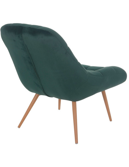Fauteuil relax vert sapin velours polyester pieds effet bois 76x87x85,5 cm Rauma