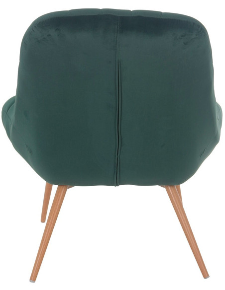 Fauteuil relax vert sapin velours polyester pieds effet bois 76x87x85,5 cm Rauma